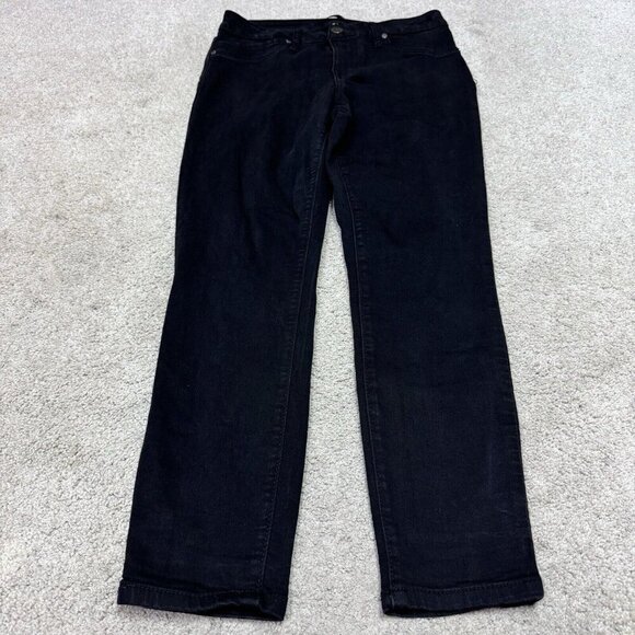 GENTLY USED - 1822 Jeans Black Skinny Faux Pockets Size 10 - Picture 1 of 12